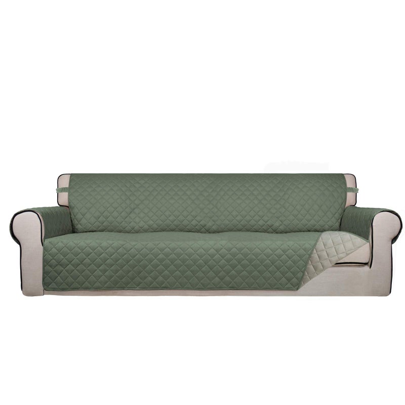 PureFit Reversible Quilted Sofa Cover, Water Resistant Slipcover Furniture Protector, Washable Couch Cover with Non Slip and Elastic Straps for Kids, Dogs, Pets (XX Large, Greyish Green/Beige) - Image 1